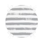 - RealHomes Yuvarlak Fermuarlı Minder - Realhomes  Gri Çizgili Motifli Modern Yuvarlak Fermuarlı Sandalye Minderi Realhomes