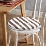 - RealHomes Yuvarlak Fermuarlı Minder - Realhomes  Kahve Çizgili Motifli Modern Yuvarlak Fermuarlı Sandalye Minderi Realhomes