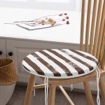 - RealHomes Yuvarlak Fermuarlı Minder - Realhomes  Kahve Çizgili Motifli Modern Yuvarlak Fermuarlı Sandalye Minderi Realhomes