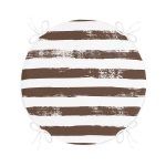 - RealHomes Yuvarlak Fermuarlı Minder - Realhomes  Kahve Çizgili Motifli Modern Yuvarlak Fermuarlı Sandalye Minderi Realhomes