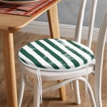 - RealHomes Yuvarlak Fermuarlı Minder - Realhomes Koyu Yeşil Çizgili Motifli Modern Yuvarlak Fermuarlı Sandalye Minderi Realhomes