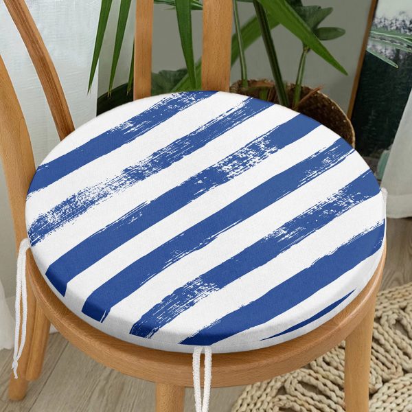 - RealHomes Yuvarlak Fermuarlı Minder - Realhomes  Beyaz Zemin Üzerinde Sonbahar Yaprak Desenli Dijital Baskılı Modern Yuvarlak Fermuarlı Sandalye Minderi Realhomes