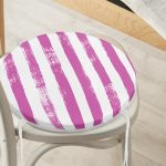 - RealHomes Yuvarlak Fermuarlı Minder - Realhomes Mor Çizgili Motifli Modern Yuvarlak Fermuarlı Sandalye Minderi Realhomes