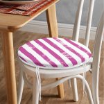 - RealHomes Yuvarlak Fermuarlı Minder - Realhomes Mor Çizgili Motifli Modern Yuvarlak Fermuarlı Sandalye Minderi Realhomes