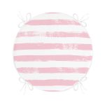 Pembe Çizgili Motifli Modern Yuvarlak Fermuarlı Sandalye Minderi Realhomes
