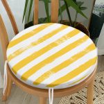 - RealHomes Yuvarlak Fermuarlı Minder - Realhomes Sarı Çizgili Motifli Modern Yuvarlak Fermuarlı Sandalye Minderi Realhomes