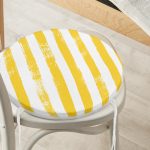 - RealHomes Yuvarlak Fermuarlı Minder - Realhomes Sarı Çizgili Motifli Modern Yuvarlak Fermuarlı Sandalye Minderi Realhomes