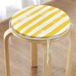 - RealHomes Yuvarlak Fermuarlı Minder - Realhomes Sarı Çizgili Motifli Modern Yuvarlak Fermuarlı Sandalye Minderi Realhomes
