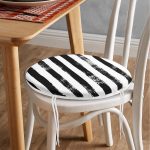 - RealHomes Yuvarlak Fermuarlı Minder - Realhomes  Siyah Çizgili Motifli Modern Yuvarlak Fermuarlı Sandalye Minderi Realhomes