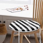 - RealHomes Yuvarlak Fermuarlı Minder - Realhomes  Siyah Çizgili Motifli Modern Yuvarlak Fermuarlı Sandalye Minderi Realhomes