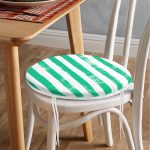 - RealHomes Yuvarlak Fermuarlı Minder - Realhomes Yeşil Çizgili Motifli Modern Yuvarlak Fermuarlı Sandalye Minderi Realhomes