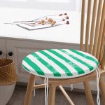 - RealHomes Yuvarlak Fermuarlı Minder - Realhomes Yeşil Çizgili Motifli Modern Yuvarlak Fermuarlı Sandalye Minderi Realhomes