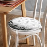 - RealHomes Yuvarlak Fermuarlı Minder - Realhomes  Realhomes Siyah Çiçekler Üzerinde Kelebek Motifli Özel Tasarım Yuvarlak Fermuarlı Sandalye Minderi Realhomes