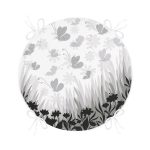 - RealHomes Yuvarlak Fermuarlı Minder - Realhomes  Realhomes Siyah Çiçekler Üzerinde Kelebek Motifli Özel Tasarım Yuvarlak Fermuarlı Sandalye Minderi Realhomes