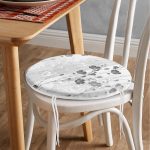 - RealHomes Yuvarlak Fermuarlı Minder - Realhomes  Karakalem Çizimli Çiçek Tasarım Dijital Baskılı Modern Yuvarlak Fermuarlı Sandalye Minderi Realhomes