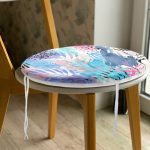 - RealHomes Yuvarlak Fermuarlı Minder - Realhomes Sulu Boya Yapraklar Özel Tasarım Modern Yuvarlak Fermuarlı Sandalye Minderi Realhomes