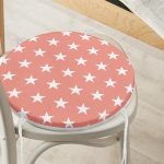 - RealHomes Yuvarlak Fermuarlı Minder - Realhomes Modern Yıldız Desenli Dijital Baskılı Yuvarlak Fermuarlı Sandalye Minderi Realhomes