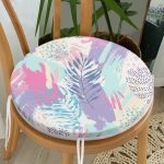 - RealHomes Yuvarlak Fermuarlı Minder - Realhomes  Realhomes Sulu Boya Yapraklar Özel Tasarım Modern Yuvarlak Fermuarlı Sandalye Minderi Realhomes