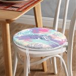 - RealHomes Yuvarlak Fermuarlı Minder - Realhomes  Realhomes Sulu Boya Yapraklar Özel Tasarım Modern Yuvarlak Fermuarlı Sandalye Minderi Realhomes