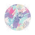 - RealHomes Yuvarlak Fermuarlı Minder - Realhomes  Realhomes Sulu Boya Yapraklar Özel Tasarım Modern Yuvarlak Fermuarlı Sandalye Minderi Realhomes