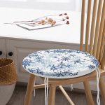 - RealHomes Yuvarlak Fermuarlı Minder - Realhomes Beyaz Zeminde Mavi Kristal Ve Yıldız Motifli Özel Tasarım Modern Yuvarlak Fermuarlı Sandalye Minderi Realhomes