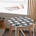 - RealHomes Yuvarlak Fermuarlı Minder - Realhomes  Izgara Zeminde Gri Tonlama Dijital Baskılı Özel Tasarım Yuvarlak Fermuarlı Sandalye Minderi Realhomes