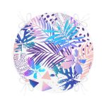 Beyaz Zeminde Renkli Ananas Yaprakları Desenli Dijital Baskılı Yuvarlak Fermuarlı Sandalye Minderi Realhomes