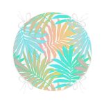 - RealHomes Yuvarlak Fermuarlı Minder - Realhomes  Mavi Ve Pembe Yaprak Çizimli Özel Tasarım Dijital Baskılı Yuvarlak Fermuarlı Sandalye Minderi Realhomes