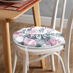 - RealHomes Yuvarlak Fermuarlı Minder - Realhomes Sulu Boya Yaprak Motifli Modern Dijital Baskılı Yuvarlak Fermuarlı Sandalye Minderi Realhomes