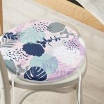 - RealHomes Yuvarlak Fermuarlı Minder - Realhomes  Realhomes Tropik Yaprak Motifli Modern Dijital Baskılı Yuvarlak Fermuarlı Sandalye Minderi Realhomes