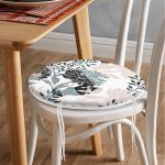 - RealHomes Yuvarlak Fermuarlı Minder - Realhomes  Realhomes Özel Tasarım Zeytin Yaprak Motifli Modern Yuvarlak Fermuarlı Sandalye Minderi Realhomes