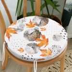 - RealHomes Yuvarlak Fermuarlı Minder - Realhomes  Mermer Desen Ve Kuru Yaprak Motifli Yuvarlak Fermuarlı Sandalye Minderi Realhomes