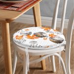 - RealHomes Yuvarlak Fermuarlı Minder - Realhomes  Mermer Desen Ve Kuru Yaprak Motifli Yuvarlak Fermuarlı Sandalye Minderi Realhomes