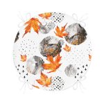 - RealHomes Yuvarlak Fermuarlı Minder - Realhomes  Mermer Desen Ve Kuru Yaprak Motifli Yuvarlak Fermuarlı Sandalye Minderi Realhomes