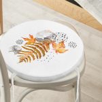 - RealHomes Yuvarlak Fermuarlı Minder - Realhomes Realhomes Kuru Yaprak Desenli Modern Yuvarlak Fermuarlı Sandalye Minderi Realhomes