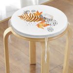 - RealHomes Yuvarlak Fermuarlı Minder - Realhomes Realhomes Kuru Yaprak Desenli Modern Yuvarlak Fermuarlı Sandalye Minderi Realhomes