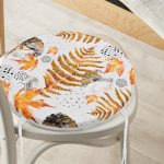 - RealHomes Yuvarlak Fermuarlı Minder - Realhomes Mermer Zeminde Kurumuş Yaprak Dijital Baskılı Yuvarlak Fermuarlı Sandalye Minderi Realhomes