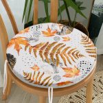 - RealHomes Yuvarlak Fermuarlı Minder - Realhomes Mermer Zeminde Kurumuş Yaprak Dijital Baskılı Yuvarlak Fermuarlı Sandalye Minderi Realhomes