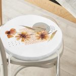 - RealHomes Yuvarlak Fermuarlı Minder - Realhomes Beyaz Zemin Üzerinde Kurumuş Çiçek Motifli Modern Yuvarlak Fermuarlı Sandalye Minderi Realhomes