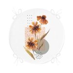 - RealHomes Yuvarlak Fermuarlı Minder - Realhomes Beyaz Zemin Üzerinde Kurumuş Çiçek Motifli Modern Yuvarlak Fermuarlı Sandalye Minderi Realhomes