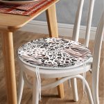 - RealHomes Yuvarlak Fermuarlı Minder - Realhomes Leopar Dijital Baskılı İkat Desenli Modern Yuvarlak Fermuarlı Sandalye Minderi Realhomes