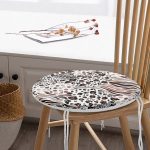 - RealHomes Yuvarlak Fermuarlı Minder - Realhomes Leopar Dijital Baskılı İkat Desenli Modern Yuvarlak Fermuarlı Sandalye Minderi Realhomes