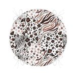 - RealHomes Yuvarlak Fermuarlı Minder - Realhomes Leopar Dijital Baskılı İkat Desenli Modern Yuvarlak Fermuarlı Sandalye Minderi Realhomes