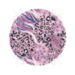 - RealHomes Yuvarlak Fermuarlı Minder - Realhomes  Lila Zeminli Leopar Desenli Dijital Baskılı Özel Tasarım Yuvarlak Fermuarlı Sandalye Minderi Realhomes