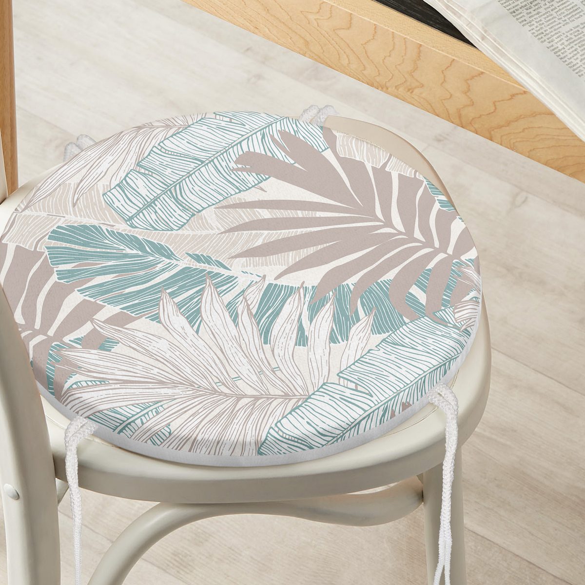 Modern Floral Desen Dijital Baskılı Özel Tasarım Yuvarlak Fermuarlı Sandalye Minderi Realhomes