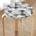 Realhomes Gri Zeminde Modern Mermer Desenli Yuvarlak Fermuarlı Sandalye Minderi Realhomes