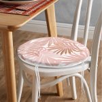 - RealHomes Yuvarlak Fermuarlı Minder - Realhomes Pembe Tropik Yaprak Motifli Özel Tasarım Dijital Baskılı Yuvarlak Fermuarlı Sandalye Minderi Realhomes