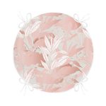 Gri Zemin Üzerinde Pembe Yaprak Motifli Özel Tasarım Yuvarlak Fermuarlı Sandalye Minderi Realhomes