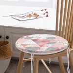 - RealHomes Yuvarlak Fermuarlı Minder - Realhomes Geometrik Pembe Ve Gri Mermer Motifli Özel Tasarım Yuvarlak Fermuarlı Sandalye Minderi Realhomes