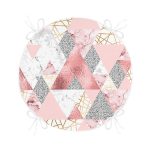 - RealHomes Yuvarlak Fermuarlı Minder - Realhomes Geometrik Pembe Ve Gri Mermer Motifli Özel Tasarım Yuvarlak Fermuarlı Sandalye Minderi Realhomes